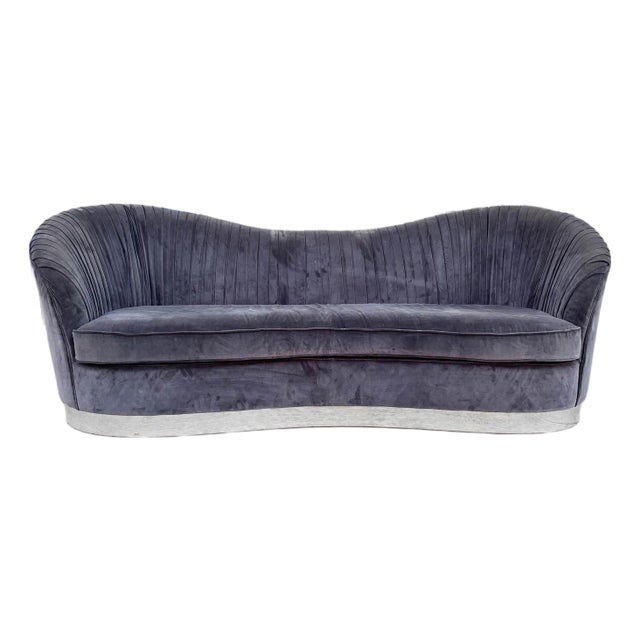 Mid-Century Serpentine Sofa With Chrome Base, 1980s For Sale