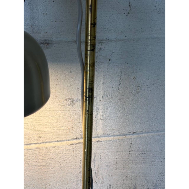 Brushed Metal and Brass Adjustable Spotlight Task Floor Lamp Vintage Mid-Century Modern For Sale In Los Angeles - Image 6 of 11