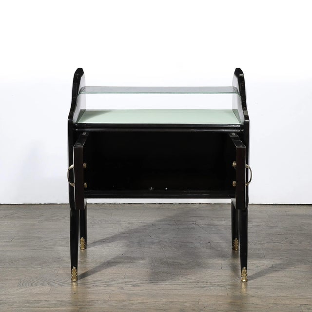 Wood Pair of Mid-Century Ebonized Walnut & Brass Sculptural Nightstands by Ico Parisi For Sale - Image 7 of 12
