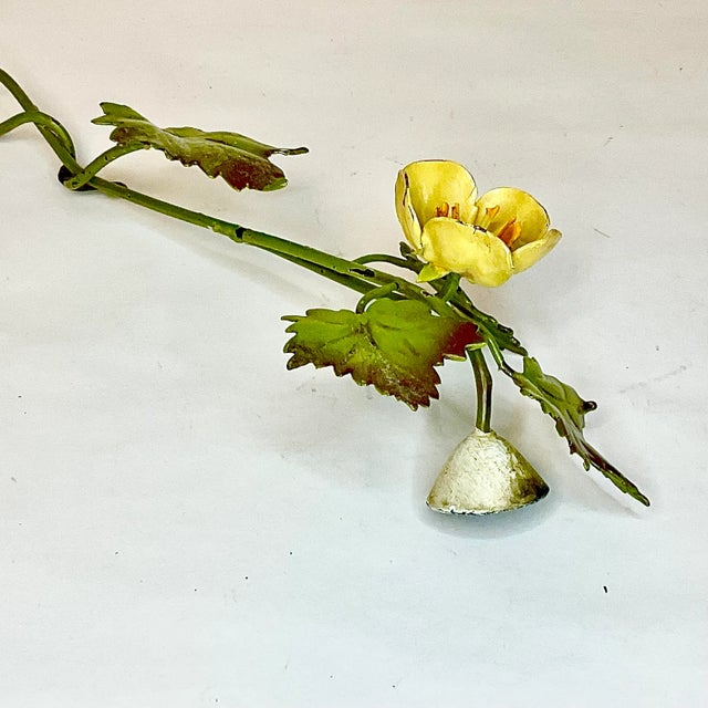 1960s 1960s Vintage Italian Hand Painted Tole Metal Floral Candle Snuffer For Sale - Image 5 of 9