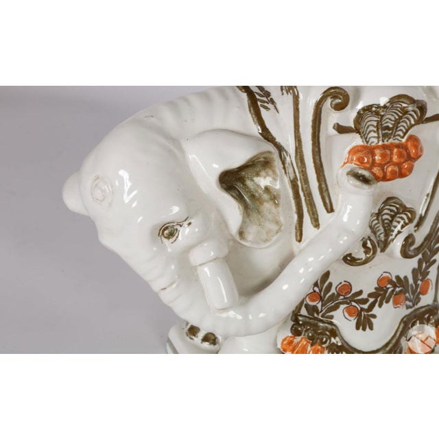 Ceramic Pair Elephant Obelisks Glazed Terra Cotta, Italian For Sale - Image 7 of 9