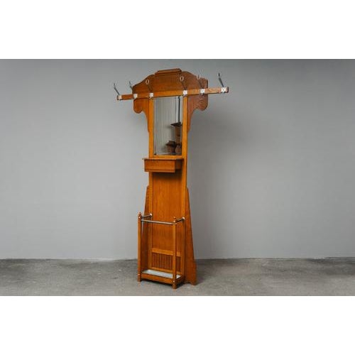 Art Nouveau Oak Wardrobe For Sale - Image 3 of 17