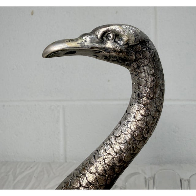 Metal Antique 1800's Georg Roth & Co. Hanau German Sterling Silver Cut Glass Swan Bowl For Sale - Image 7 of 16