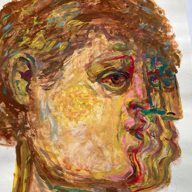 Abstract Contemporary Original E.J.Hartmann Abstract Cubist Portrait Painting Signed For Sale - Image 3 of 6