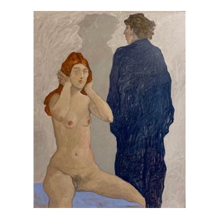 Giampaolo Talani "Ambiguous Story" Oil on Board, Figurative Nude, Tuscan Coastal Art, Contemporary Art by Italian Master, 2000 For Sale