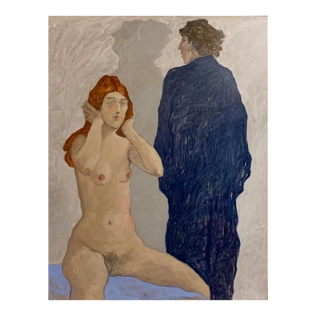 Giampaolo Talani "Ambiguous Story" Oil on Board, Figurative Nude, Tuscan Coastal Art, Contemporary Art by Italian Master, 2000 For Sale