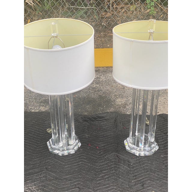 1970’s art deco Clair lucites table lamps