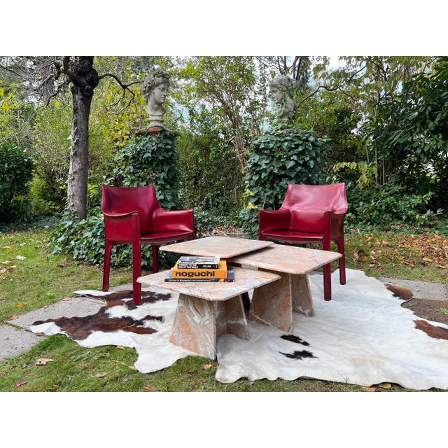 1970s Postmodern Italian Vintage Pink Marble Nesting Tables-- Set of 3 For Sale - Image 5 of 16