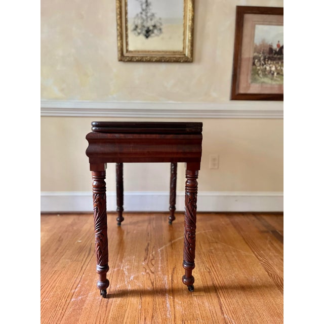 19th Century Federal Style Carved Game Table For Sale - Image 4 of 6