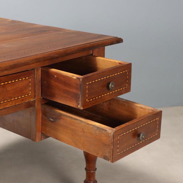 Italian Writing Desk in Walnut For Sale - Image 4 of 11