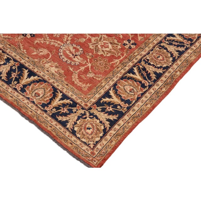 Transitional Classic Ziegler Peach Blue Hand-Knotted Wool Rug - 9'2'' X 11'0'' For Sale - Image 3 of 7
