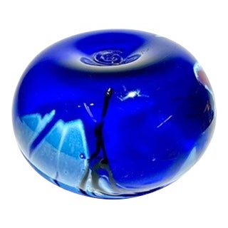 Studio Art Glass Cobalt Oil Lamp Measures 5"Wide Artist Signed 1990-2000s For Sale