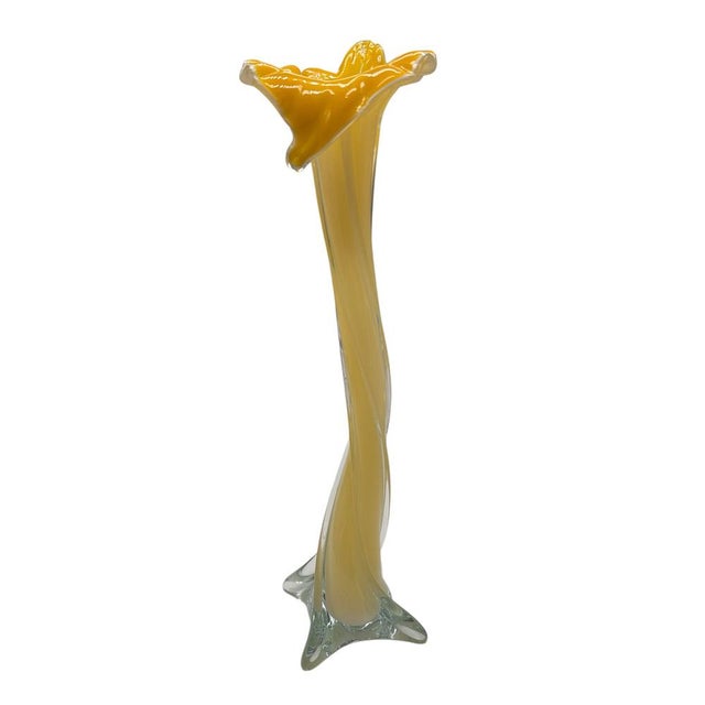 Yellow Murano Glass Flower Vase, Italy, 1960s For Sale - Image 3 of 8