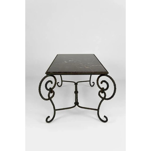 Patinated Wrought Iron and Black Marble Coffee Table, 1940s For Sale - Image 4 of 18