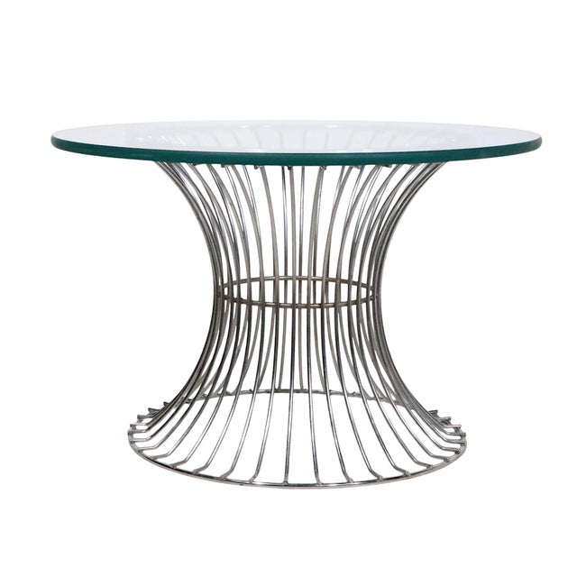 Modernist Space Age, Mid Century chrome and glass side, or small coffee table, in very fine, original, clean and ready to...