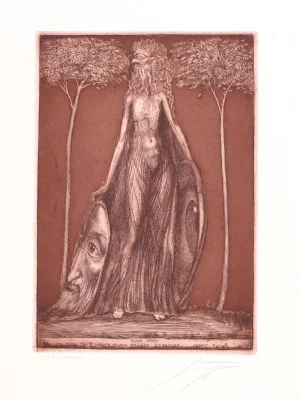 Flora Okuli - Original Etching by Ernst Fuchs - Late 20th Century Late 20th Century