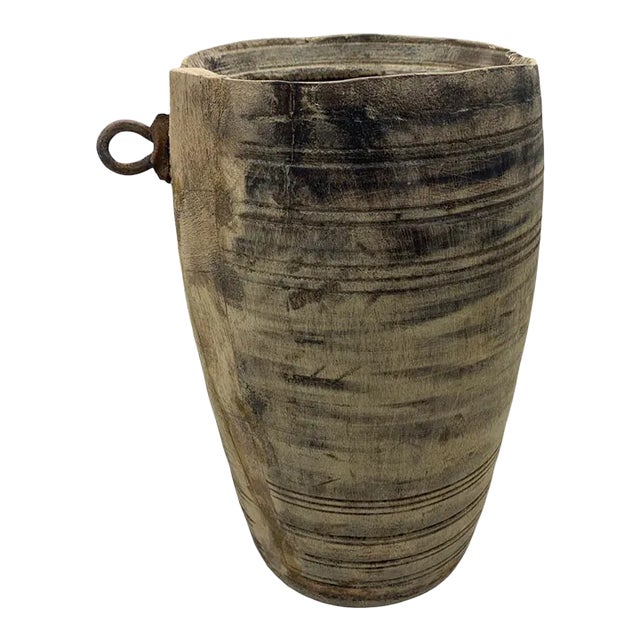 Vintage Indian Wood Vessel For Sale