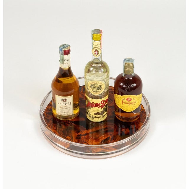 Brown Mid-Century Faux Tortoiseshell Serving Tray in the style of Christian Dior, Italy, 1970s For Sale - Image 8 of 14