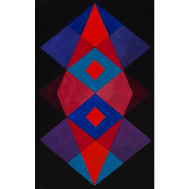 Abstract "Shields on Black #1” Abstract Oil Painting, by Mary Alice Copp, 5 Panels For Sale - Image 3 of 6