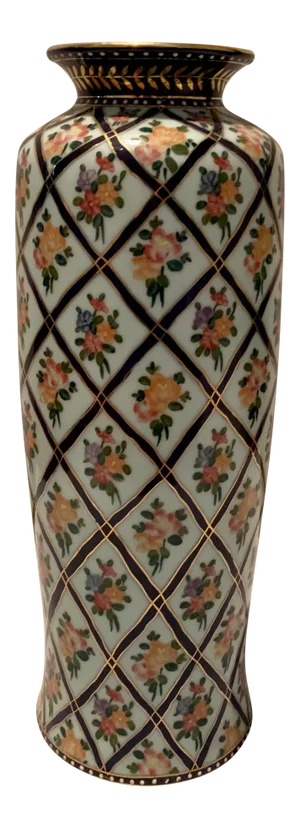 Tall Hand Painted Flowers Porcelain Vase