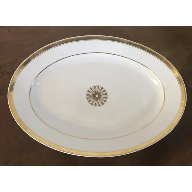 Early 19th Century French Empire Porcelain Oval Platter Decorated with Gold Flower Head For Sale - Image 11 of 13