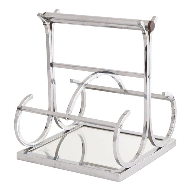 French Art Deco Jacques Adnet Wine Carrier in Chrome, 1930 For Sale