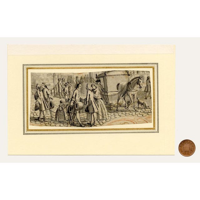 Paper After Reinier Vinkeles, Amsterdam Street Scene with Horse Sleigh, 18th Century, Watercolor For Sale - Image 7 of 8