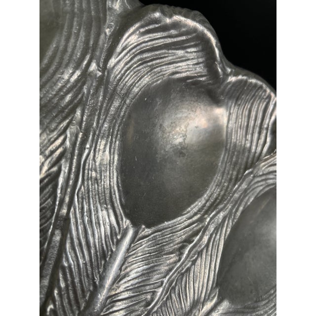 Silver Mid Century Bruce Fox Aluminum Peacock Figural Egg Serving Platter For Sale - Image 8 of 9