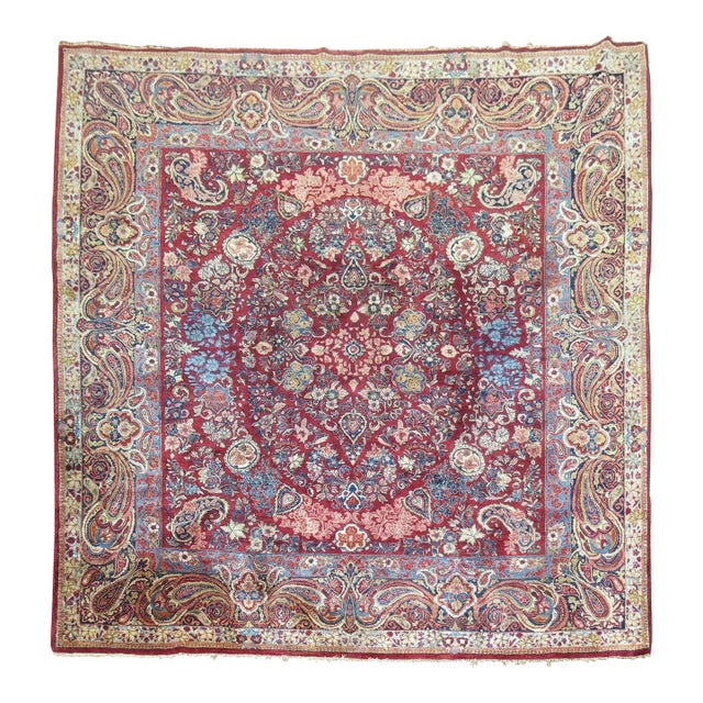 Antique Square Persian Sarouk Rug - 10'3" x 10'3" For Sale
