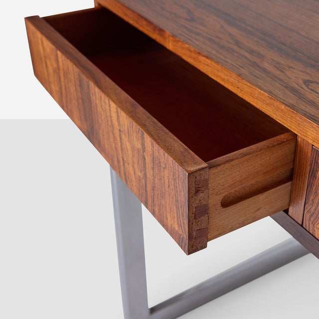 1960s Rosewood & Chrome Desk Attributed to Milo Baughman For Sale - Image 9 of 12
