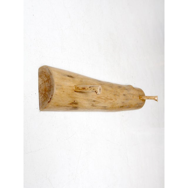 Mid 20th Century Vintage Hand-Carved Pine Wall Rack With Peg Hooks For Sale - Image 5 of 12