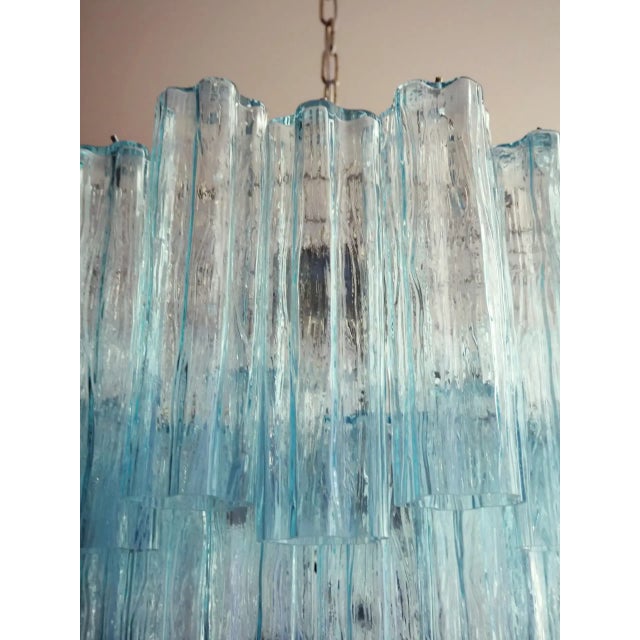 2020s Three-Tier Murano Glass Tube Chandelier in Blue Glasses For Sale - Image 5 of 10