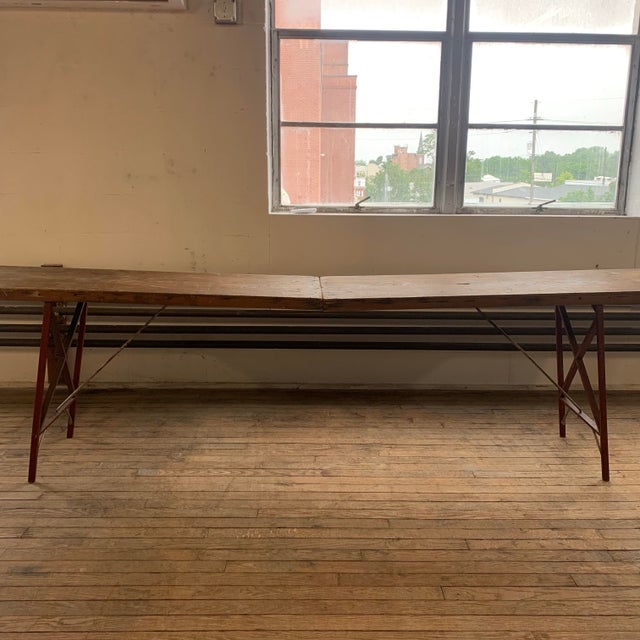 Rare Nine Foot Antique Handmade Wooden Folding Wallpaper Table For Sale In Baltimore - Image 6 of 10