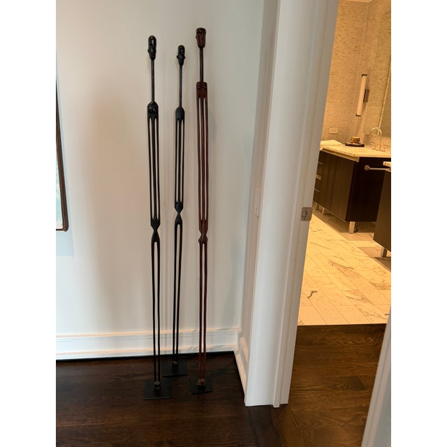 Set of 3 Sculptural Wooden Figures — Organic Modern, Primitive Minimalism For Sale - Image 9 of 10