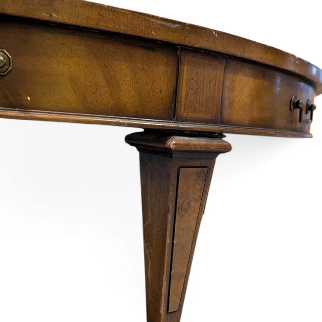 Circa 1957 Heritage Round Mahogany Coffee Table With Drawer For Sale - Image 13 of 18