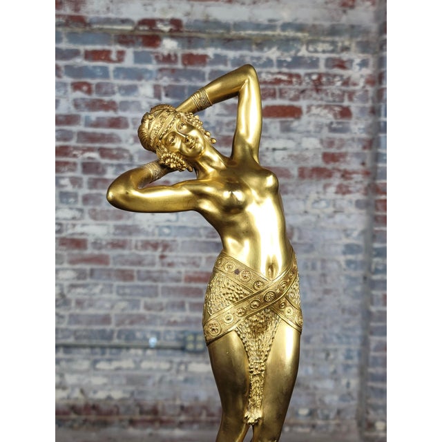 Original 1920s French Art Deco Gilt Bronze Sculture For Sale - Image 4 of 11