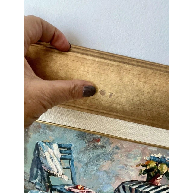 Blue Richard Boyer 1990s Impressionist Cafe Painting Framed For Sale - Image 8 of 10