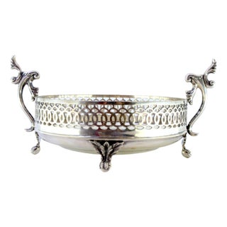 Silver Candy Box with Wire Rack, Handles with Applications and Claw-Shaped Feet For Sale
