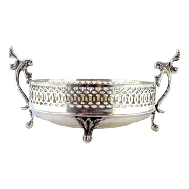 Silver Candy Box with Wire Rack, Handles with Applications and Claw-Shaped Feet For Sale