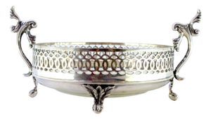Silver Candy Box with Wire Rack, Handles with Applications and Claw-Shaped Feet