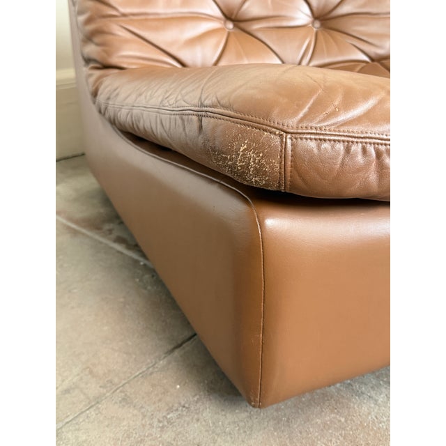 Animal Skin Vintage 1970's Brown Leather Modular Sofa For Sale - Image 7 of 18