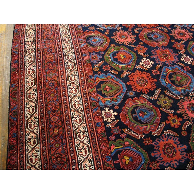 Striking Bold Colors in a Navy Background Antique Persian Malayer Gallery Rug For Sale In New York - Image 6 of 6