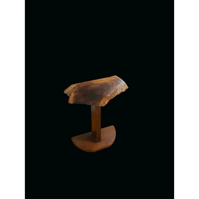 Handcrafted Live Edge Side Table | Organic Modernist Reclaimed Walnut For Sale - Image 4 of 7