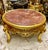 French-Style Round Coffee Table – Large Marble Top With Ornate Gold Leaf Frame & Carved Details For Sale - Image 4 of 4