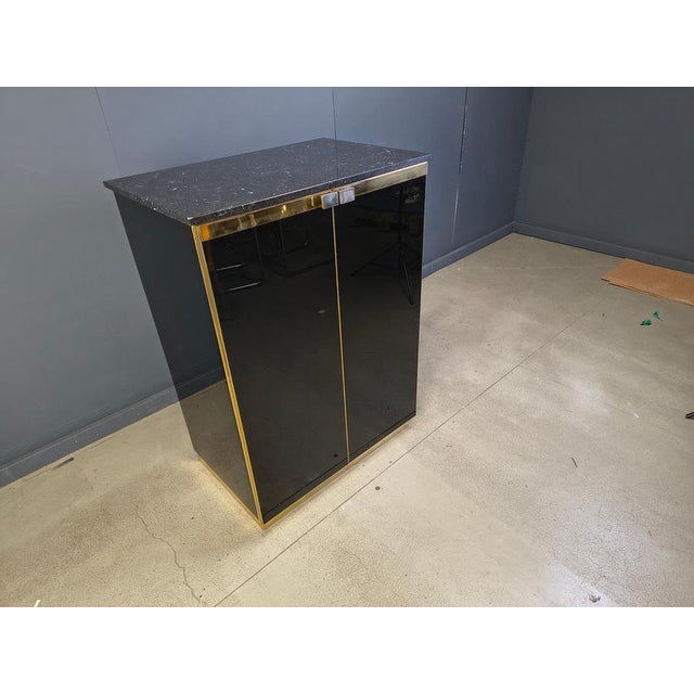 Metal Black Lacquer and Marble Bar in the style of Maison Jansen, 1970s For Sale - Image 7 of 12