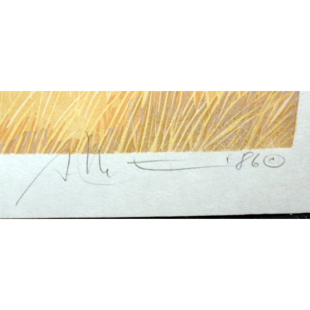 1980s Gordon Mortensen "September in the Park" Signed & Numbered Original Woodcut Art For Sale - Image 5 of 5