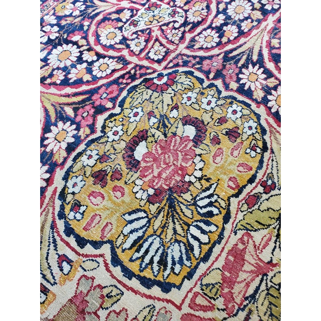 Antique Persian Lavar Kerman Carpet, Traditional, Soft, Gold, Ivory, Blue, Green For Sale - Image 15 of 18