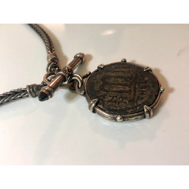 Spanish 1990s Roman Coin Sterling Silver Necklace For Sale - Image 3 of 7