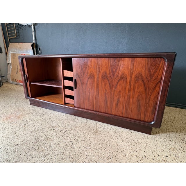 Burnt Umber Rosewood Tambour Door Credenza by Dyrlund For Sale - Image 8 of 12