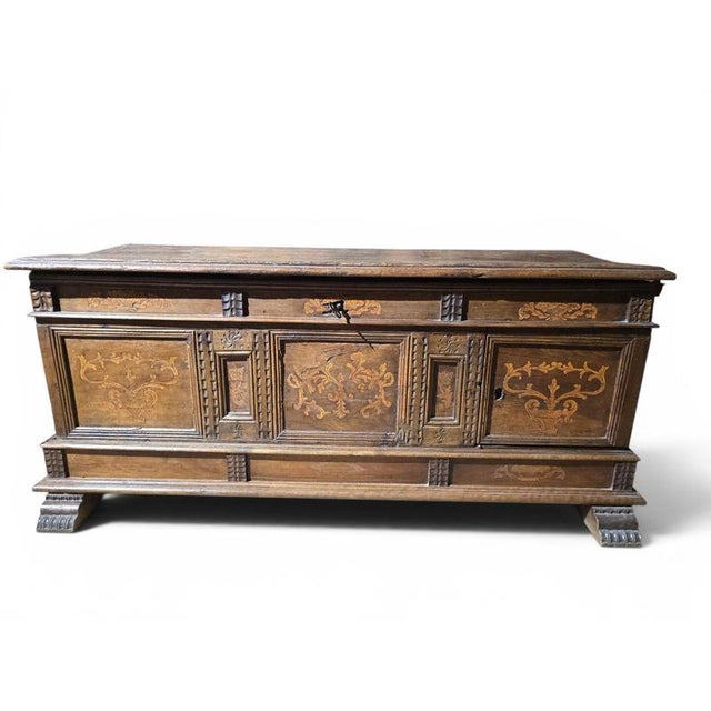 19th Century Catalan Marquetry Chest with Secret Drawers and Compartments, 1850 For Sale - Image 3 of 13